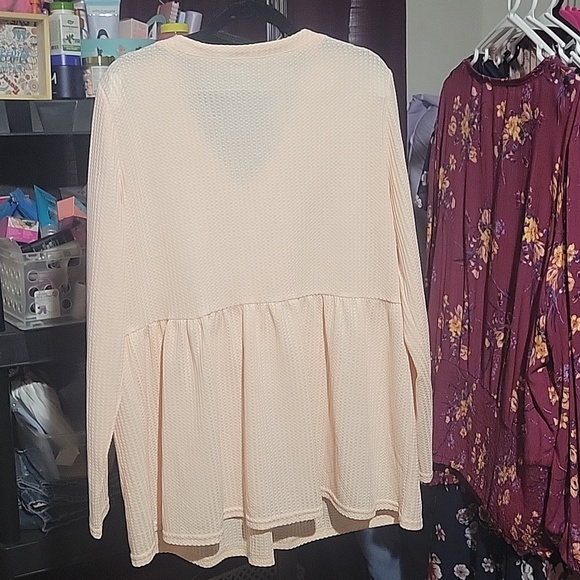 Beige Waffle Baby Doll Top - Picture 2 of 2